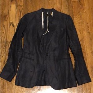Massimo Dutti Navy Linen Blazer 4